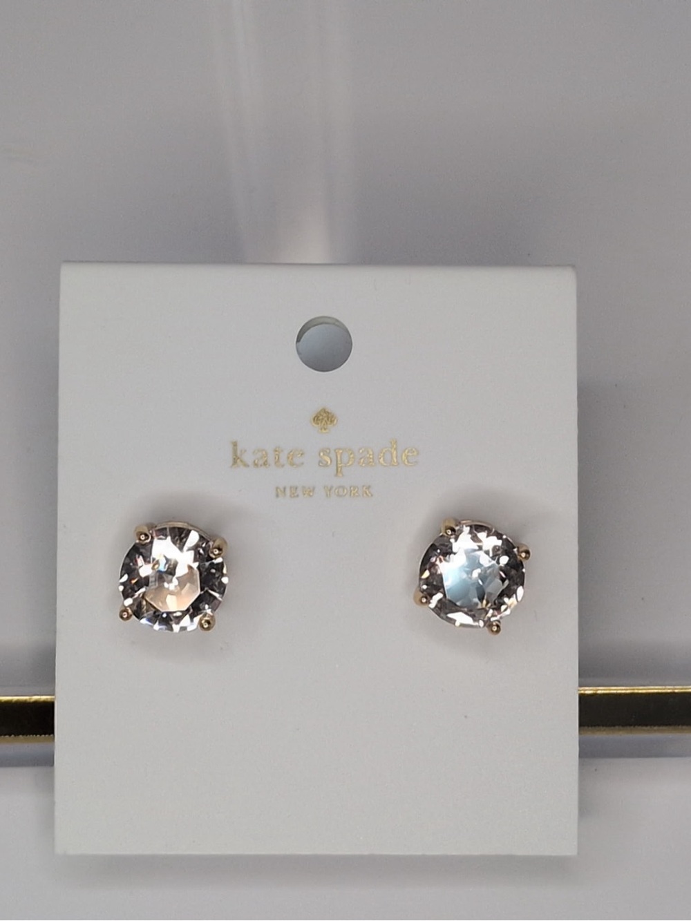 kate spade Clear Crystal Gold-Tone Cushion Stud Earrings